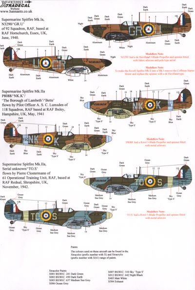 X32053 Xtradecal 1/32 Supermarine Spitfire Mk.I/Mk.IIa Pt 1 (3)