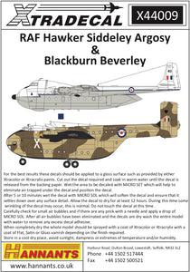 X44009 Xtradecal 1/144 AF Hawker-Siddeley Argosy & Blackburn Beverley.(7)