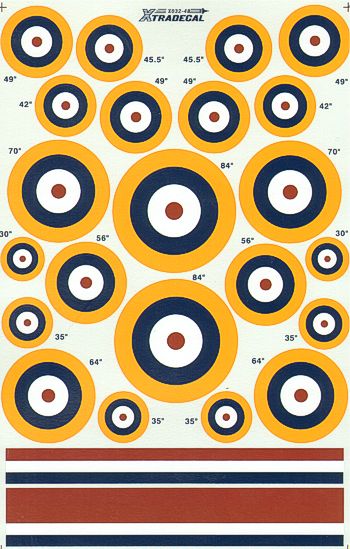 X48032 Xtradecal 1/48 RAF National Insignia/Roundels A1 Type. Sizes 30