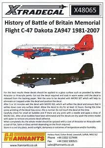 X48065 Xtradecal 1/48 C-47 Dakota C.3  . History of ZA947