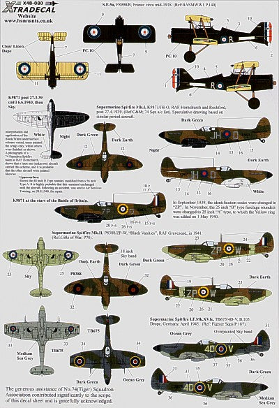 X48080 Xtradecal 1/48 RAF 74 (Tiger) Sqn 1918 to 1992 (10)