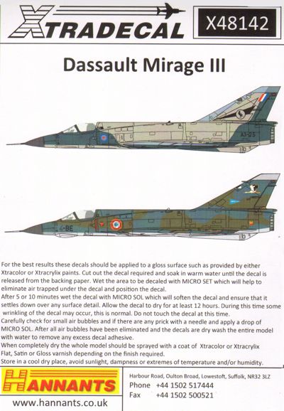X48142 Xtradecal 1/48 Dassault Mirage III