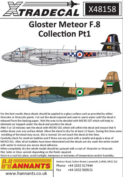 X48158 Xtradecal 1/48 Gloster Meteor F.8 Collection Pt1
