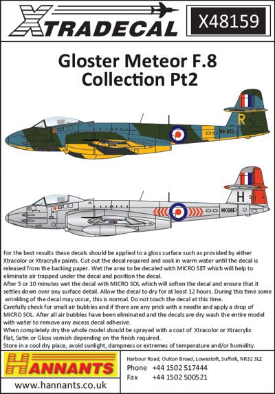 X48159 Xtradecal 1/48 Gloster Meteor F.8 Collection Pt2