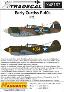 X48162 Xtradecal 1/48 Early Curtiss P-40 Pt1