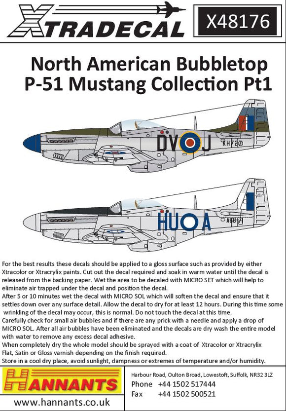 X48176 Xtradecal 1/48 North-American P-51D Mustang Bubbletops Pt 1 International operators. (5)