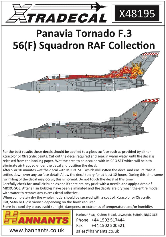 X48195 Xtradecal 1/48 panavaia tornado F.3 56 (F) squadron RAF Collection