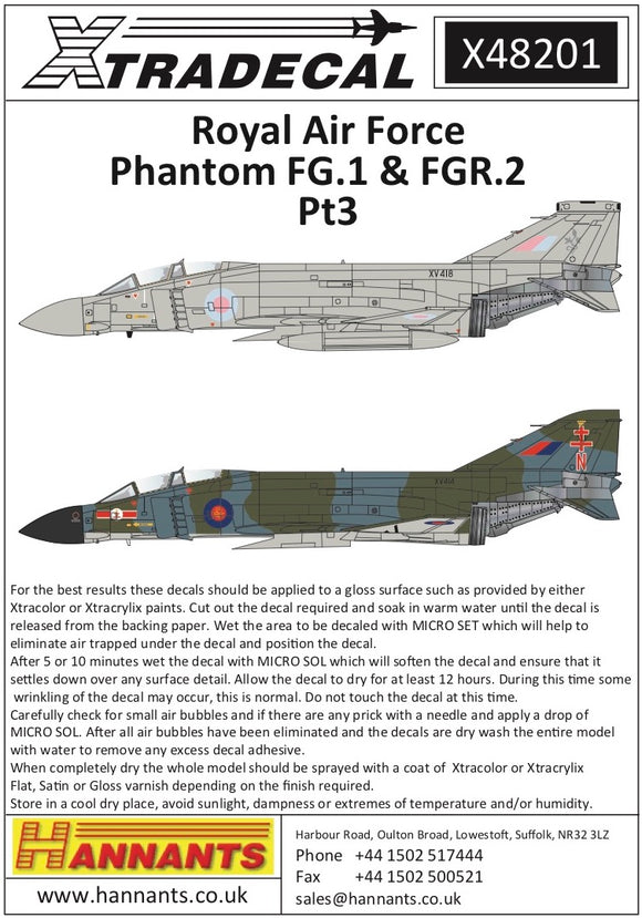 X48201 Xtradecal 1/48  Royal Air Force phantoms FG.1 & FGR.2 Pt3