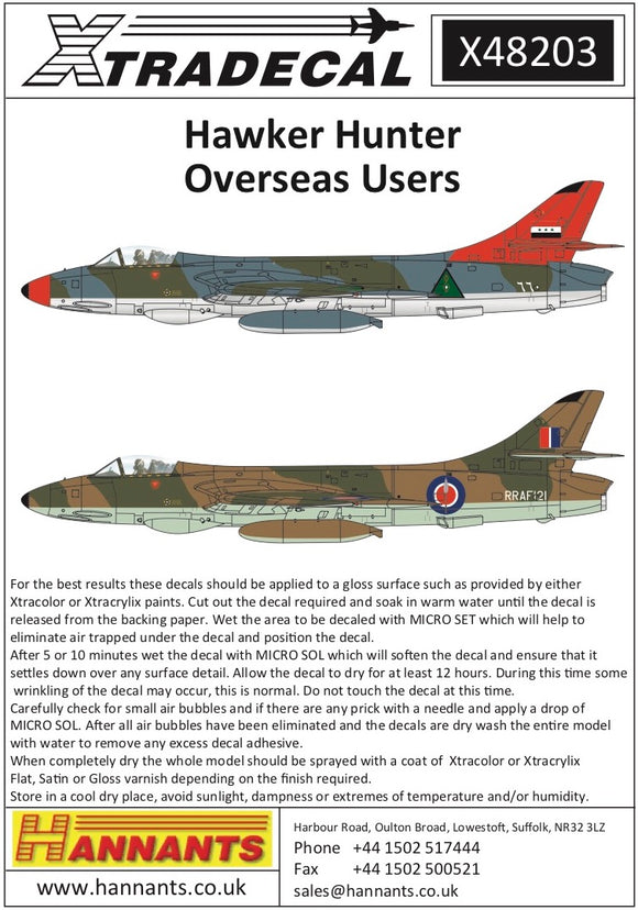 X48203 xtradecal 1/48 Hawker Hunters International Operators