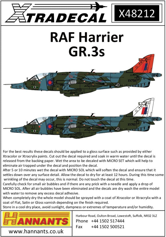 X48212 Xtradecal 1/48 RAF Harrier GR.3s (11)
