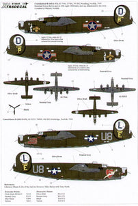 X72025 Xtradecal 1/72 Consolidated B-24H Liberator (2) 42-52511/U8-E Queen of Hearts 785BS,466BS; 42-7546/P Alfred II 577BS,392BG.