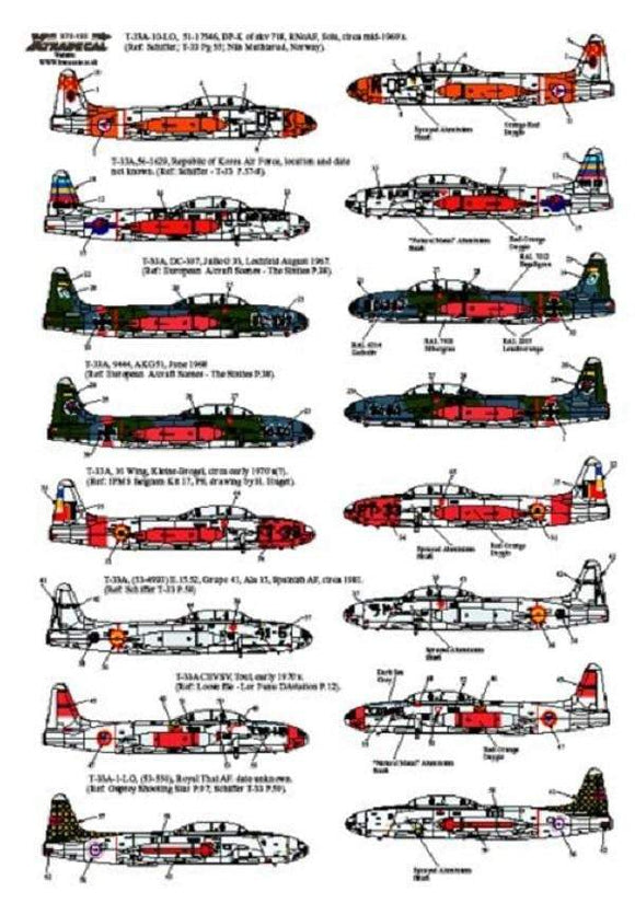 X72122 Xtradecal 1/72 Lockheed T-33A Part 3, Foreign Operators (8)