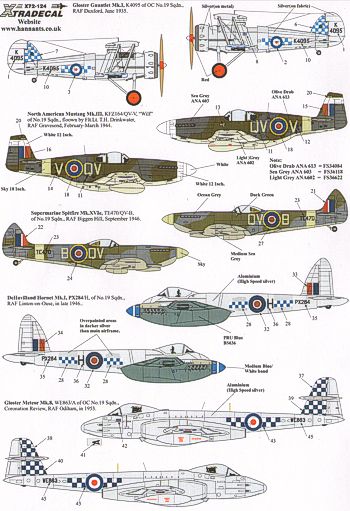 X72124 Xtradecal 1/72 History of RAF 19 Sqn 1935 - 91 (8)