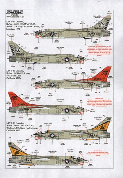 X72160 Xtradecal 1/72 Vought F-8E/F-8H/F-8J Crusader (6)