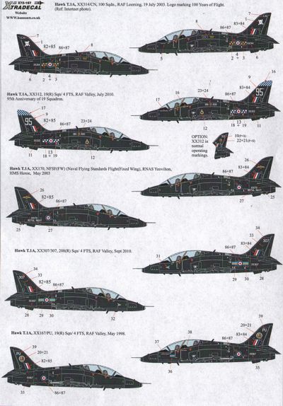X72167 Xtradecal  1/72 BAe Hawks in Black (10) Hawk T.1A and Hawk T.2.