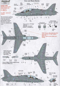 X72168 Xtradecal 1/72 BAe Hawk Maintenance Data for all paint schemes - Red/White/ Red/White/Blue, Green/Grey, Overall Grey and Overall Black. [Hawk T.1A and Hawk T.2.]