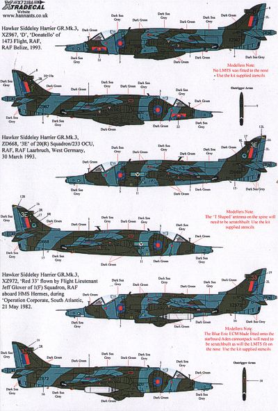 X72186 Xtradecal 1/72 BAe Harrier GR.3 (11) BAe Harrier GR.3 (11)
