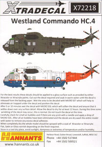 X72218 Xtradecal 1/72 Westland Commando (Sea King) HC.4 (11) For the NEW Airfix kit.