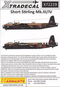 X72219 1/72 Xtradecal Shorts Stirling Mk.III and Mk.IV (8)