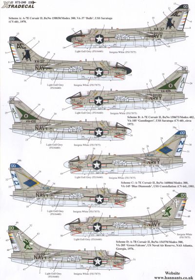 X72240 Xtradecal 1/72 Colourful USN Vought A-7B/E Corsair II Part 1 (4)