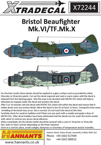 X72244 Xtradecal 1/72 Bristol Beaufighter Mk.VI/TF.Mk.X Thimble Nose (6)