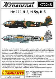X72248 Xtradecal 1/72 Heinkel He-111H-5/H-5y/He-111H-6 (10)