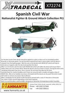 X72274 Xtradecal 1/72 Spanish Civil War Condor Legion Pt 1