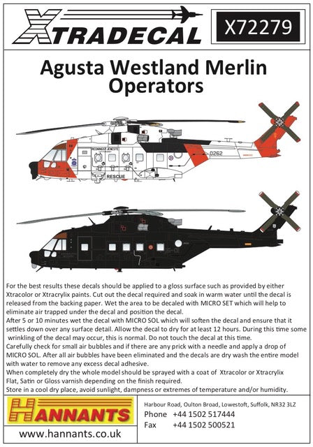 X72279 Xtradecal 1/72 Westland Merlin [HC.3 Agusta-Westland 101 Merlin HMA.1 EH-101 EHS] Agusta-Westland Merlin