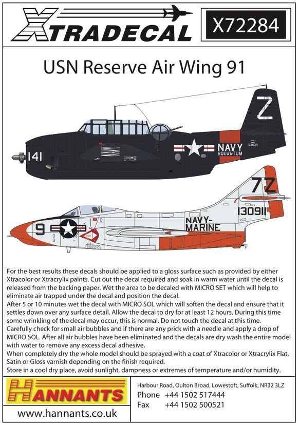X72284 Xtradecal 1/72 USN Reserve Air Wing 91