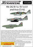 X72304 Xtradecal 1/72 Me 262 B-1aU1 and Avia CS-92