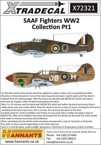 X72321 Xtradecal 1/72 South African Air Force SAAF Fighters WW2 Collection Pt1 (9)