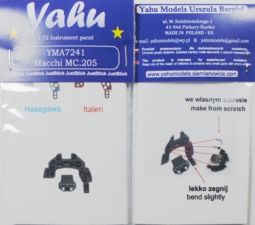 YMA7241 Yahu Models 1/72 Macchi C.205 Photoetched instrument panels.(Hasegawa and Italeri kits)