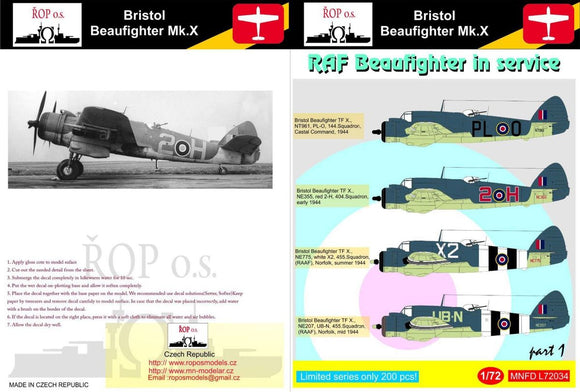 MNFDL72034 ROP o.s.1/72 RAF Beaufighter in service Part 1