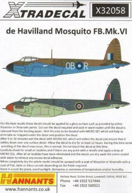 X32058 Xtradecal 1/32 De Havilland Mosquito FB.Mk.VI